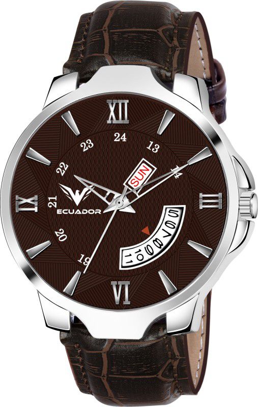 Elegant Brown Dial Day And Date Functioning Wrist Watch For Boys Analog Watch - For Boys ER-2218