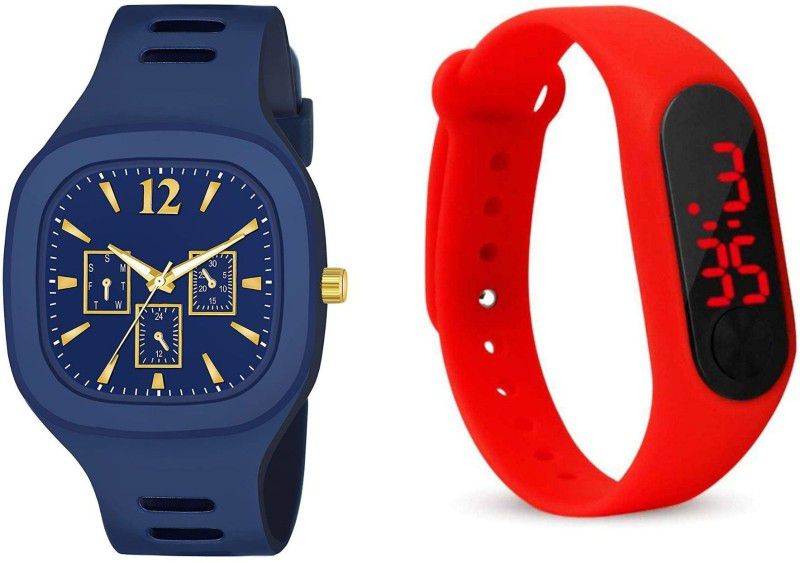 Blue||Modern||Sports Fit Analog-Digital Watch - For Men & Women STBlue red