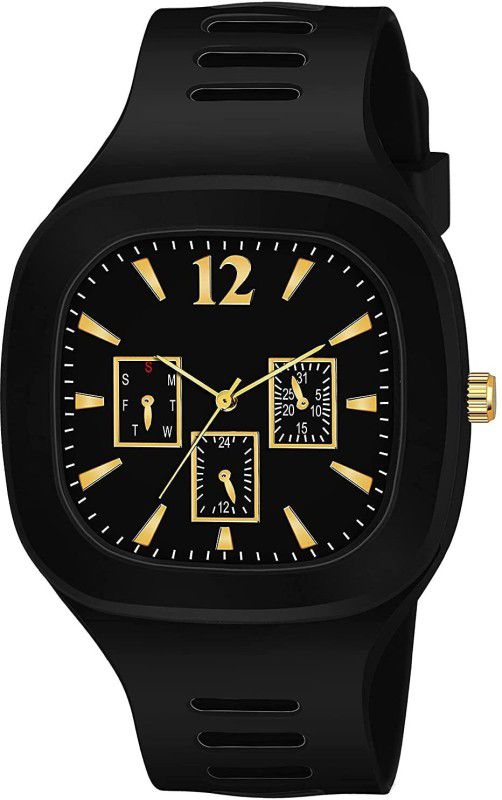 Square Dial Silicone Strap Men And Women Analog Watch - For Boys & Girls A_D_I Sports Black