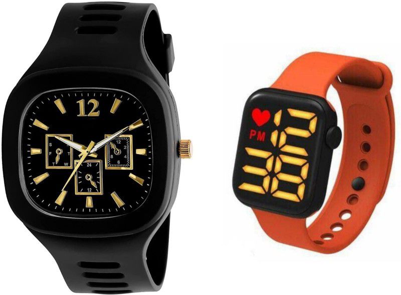 Silicon|Love|Red|Water Resistant Analog-Digital Watch - For Men & Women STM018