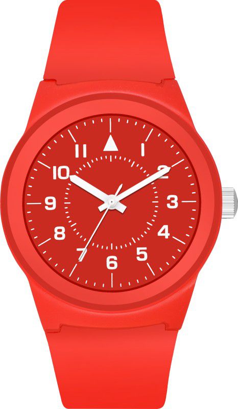 Analog Watch - For Men New Fashion Red Color 1To10 Digit Dial with Red Rubber Strap For Girl& women