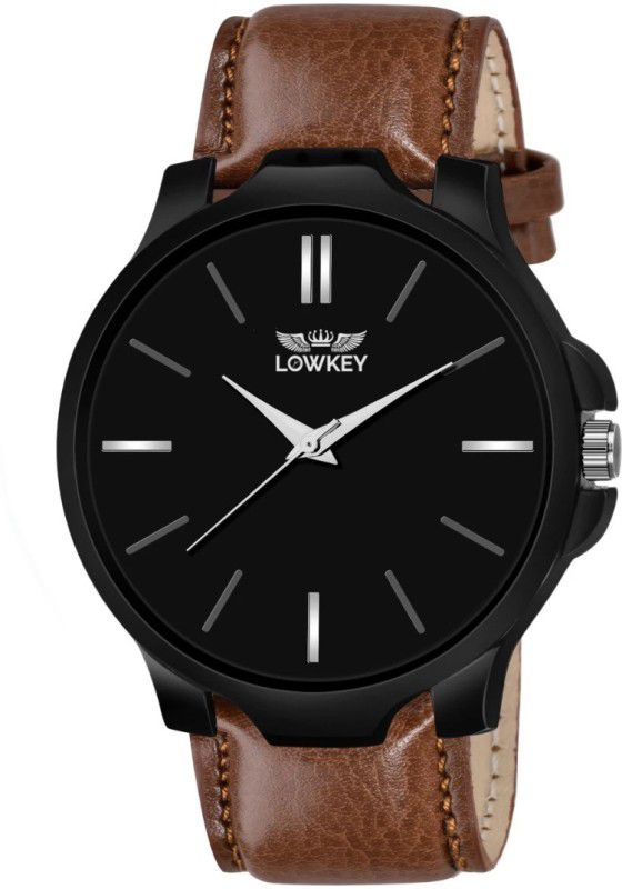 2022 Analog Watch - For Men LK-9915 trendy black dial brown strap classy analoge watch