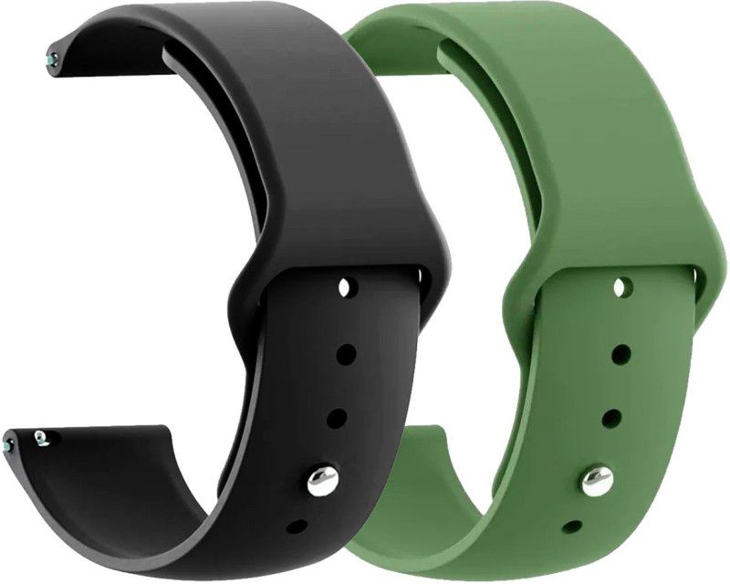 AOnes Pack of 2 Silicone Belt Watch Strap for Fireboltt Rise Bsw069 Smart Watch Strap  (Black, Green)