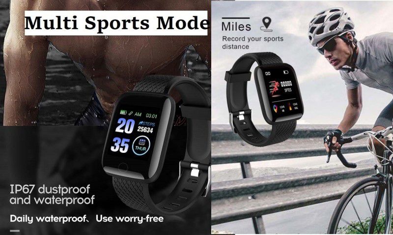 Stybits O186_ID116 _ID116 Plus Pedo meter, Fitness Tracker Multi Feature Bluetooth Smartwatch  (Black Strap, Free)