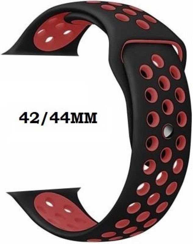 BEESURE soft sport watch strap42mm/44mmBlack-Red(WATCH NOT INCLUDED)-22 Smart Band Strap  (Black, Red)