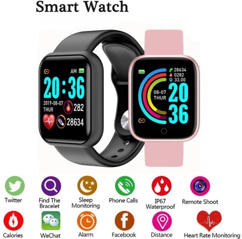 Bymaya HEE_7 Y68 AdvanceUnisex Smartwatch touchscreen Step Counter (BlackStrap Only) Smartwatch  (Black Strap, free)