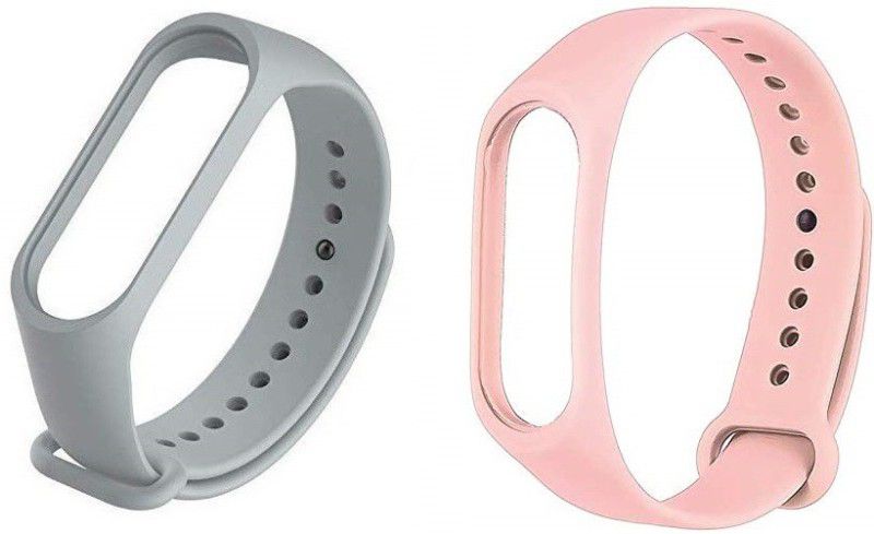 BRODY Soft Silicon Replacement Band Strap Band 3 & 4(Combo Pack of 2)(Grey, Girlish Pink) Smart Band Strap  (Pink, Grey)
