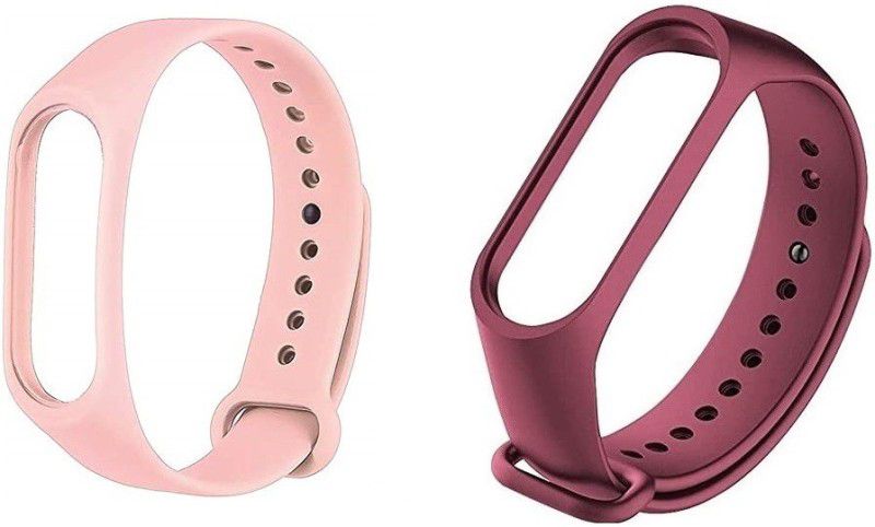 BRODY Soft Silicon Replacement Band Strap Band 3 & 4(Combo Pack of 2)(Girlish Pink, Red Wine) Smart Band Strap  (Pink, Purple)