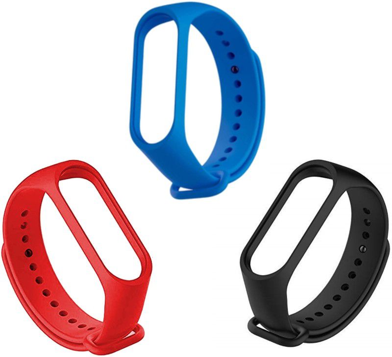 GADGET DEALS 3 Piece Combo Soft Silicone Replacement Strap for Mi 3 & 4 (Black, blue, Red) Smart Band Strap  (Red, Blue, Black)