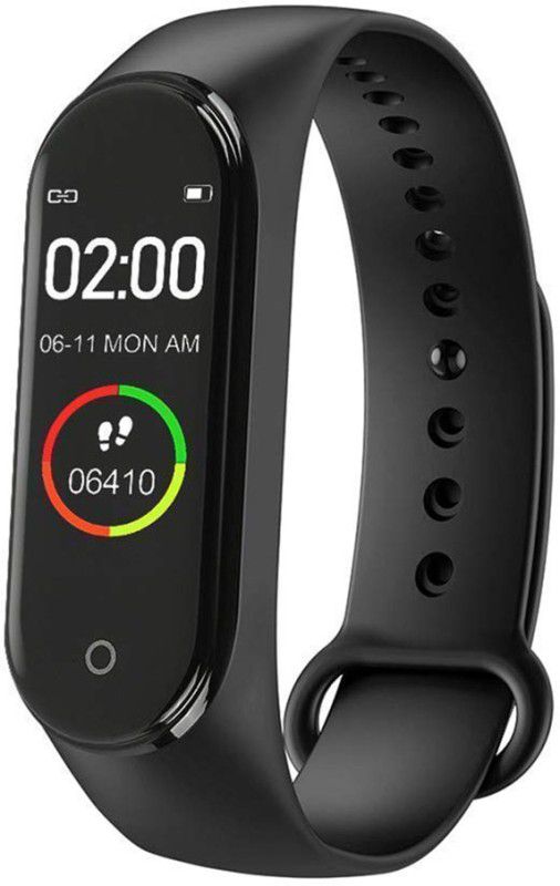 DealFry M4 Bluetooth Fitness Smart Band with Waterproof Body Functions Smartwatch  (Black Strap, S)