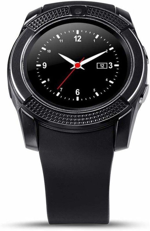 Roboster V8 Round Bluetooth Support ORIGINAL ITEM Smartwatch  (Black Strap, FREE SIZE)