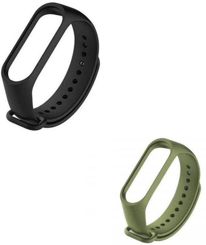 Goods collection silicon band pack of 2 strap (Black, Green)2 Smart Band Strap  (Black, Green)