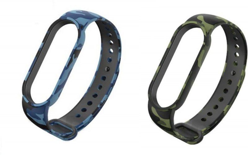 Jape Combo Pack of 2 Premium Soft Silicone Camouflage Band Strap Smart Band Strap  (Green, Blue)