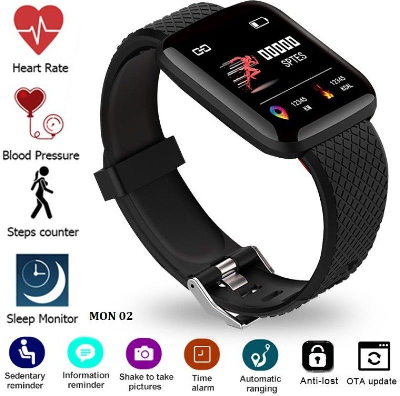 Y2H Enterprises F59 | ID116Ultra Calorie Track, Multi Sport Mode Bluetooth Smartwatch Smartwatch  (Black Strap, Free)