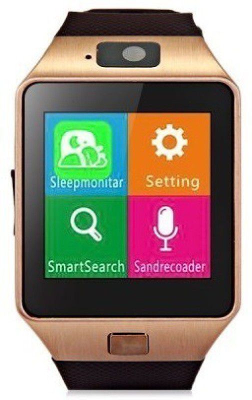 Crystal Digital DZ09 Bluetooth Phone Smartwatch Smartwatch  (Gold Strap, Free)