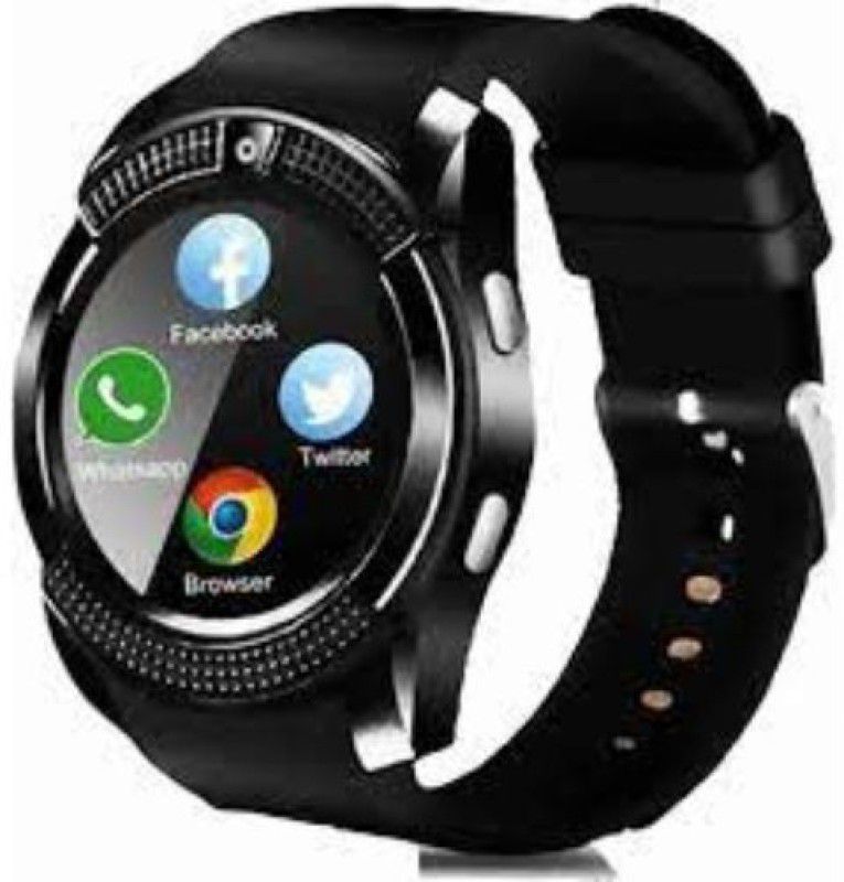 SYARA VAZ_159S V8 Smart Watch Smartwatch  (Black Strap, Free Size)