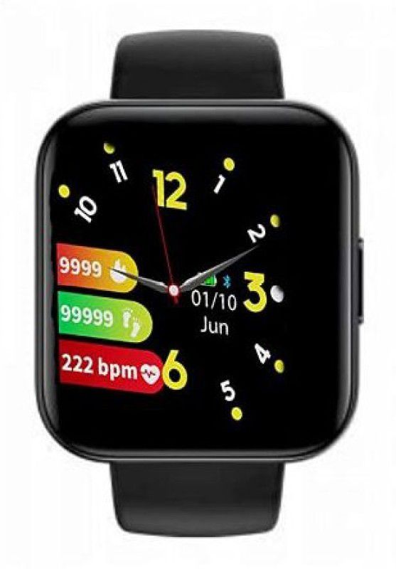 Rhobos Touch Smart Watch with Bluetooth, Heart Rate, BP, SpO2, Long Battery L  (Black Strap, Size : Free Size)