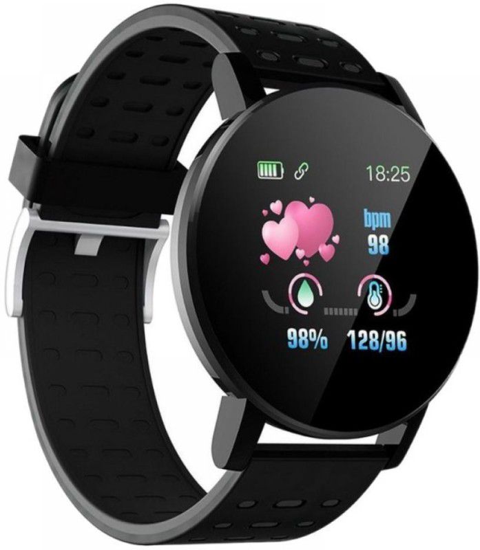 IMMUTABLE ID118 Plus Bluetooth Smart Fitness Band Watch with Heart Rate Activity E18 Smartwatch  (Black Strap, Free Size)