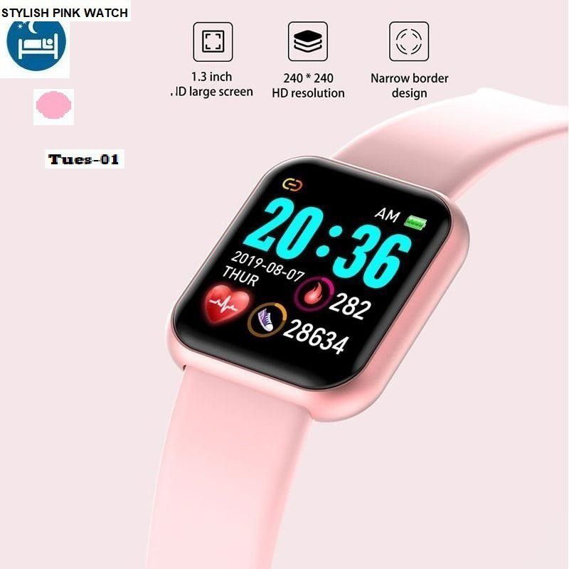 BYMAYA D644_D20PINK PRO STEP COUNT BLUETOOTH SMART WATCH BLACK(PACK OF 1) Smartwatch  (Pink Strap, Free)