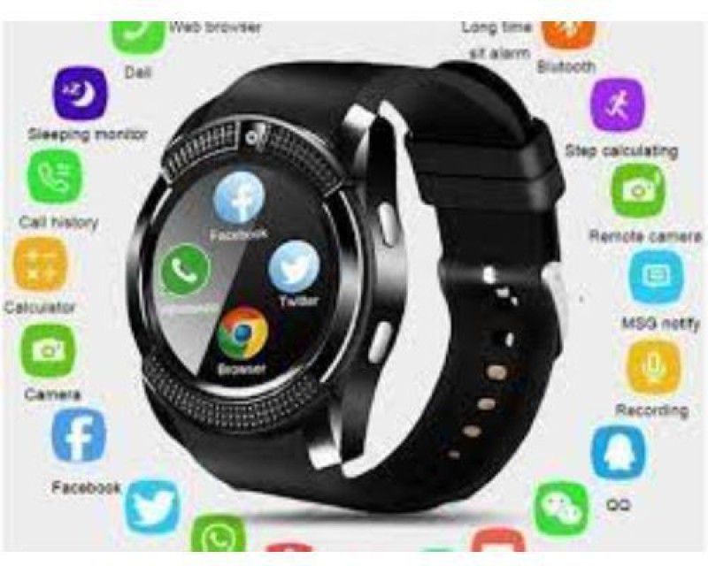 SYARA QDB_147O V8 Smart Watch Smartwatch  (Black Strap, Free Size)