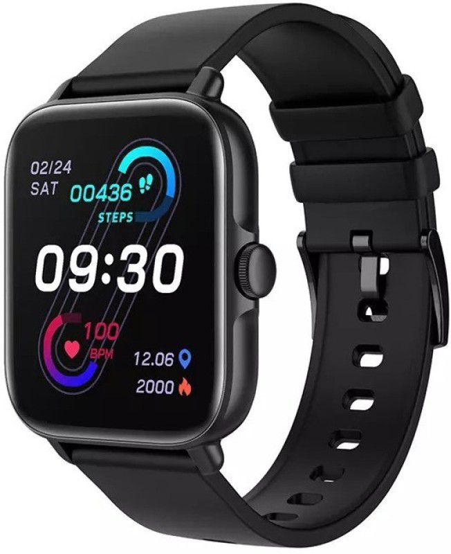 Good One 1.7" HD Screen Dial Answer Call Messages Push Heart Rate Blood Oxygen Monitoring Smartwatch  (Glossy Black Strap, Free)