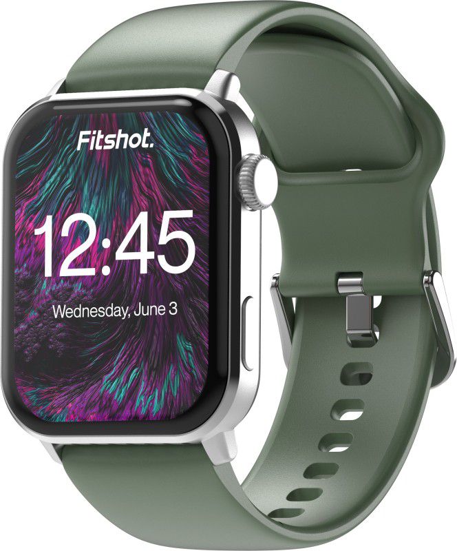 Fitshot Crystal 1.8inch AMOLED Display with bluetooth calling 560 nits brightness Smartwatch  (Green Strap, Regular)