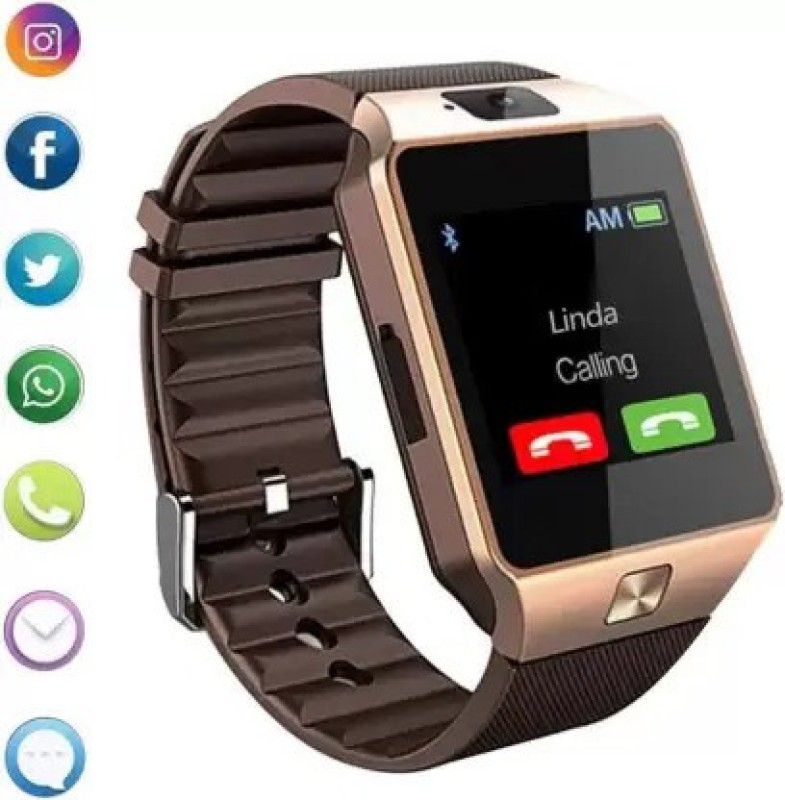 NKL Smart Android Watch Sim and Memory Card Supported With Camera Stylish Look Smartwatch  (Brown Strap, FREE)