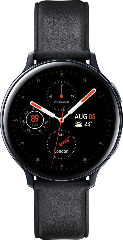 SAMSUNG Galaxy Watch Active 2 Steel  (Black Strap, Regular)