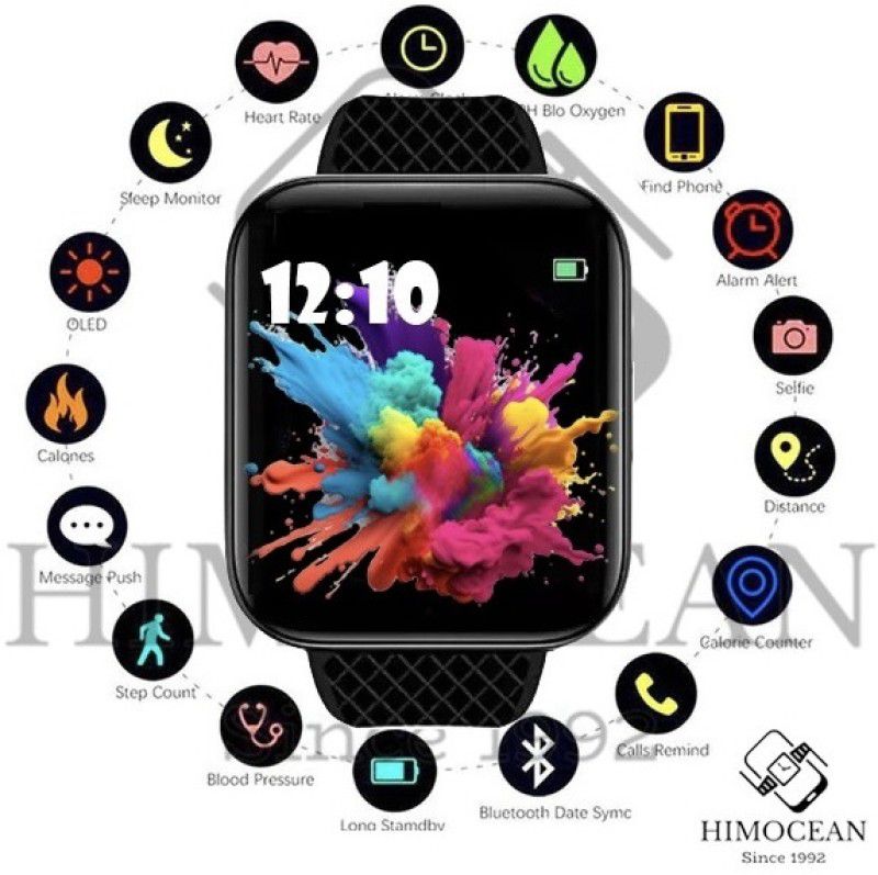 HIMOCEAN Series 7 2023 Waterproof D20/116 plus Bluetooth Smartwatch with Blood Pressure Smartwatch  (Black Strap, free size)