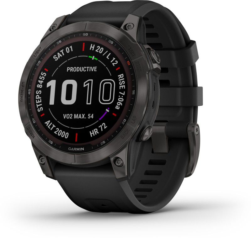 GARMIN Fenix 7 Solar Multisport Watch, PacePro Technology, ClimbPro, Stamina Tracking Smartwatch  (Black Strap, M)