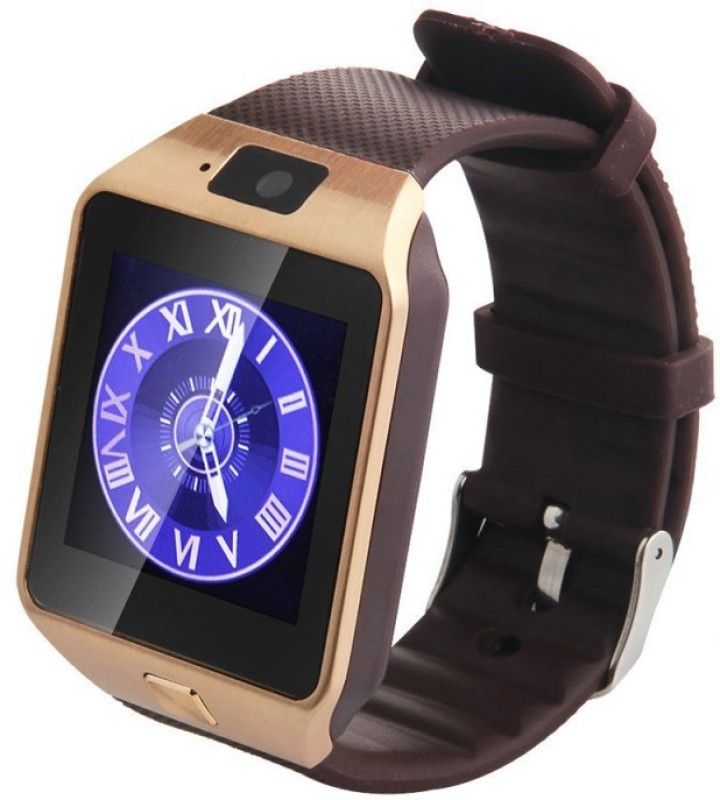 Amgen DZ09-Gold VGT-A7 phone Smartwatch  (Brown Strap, Free Size)