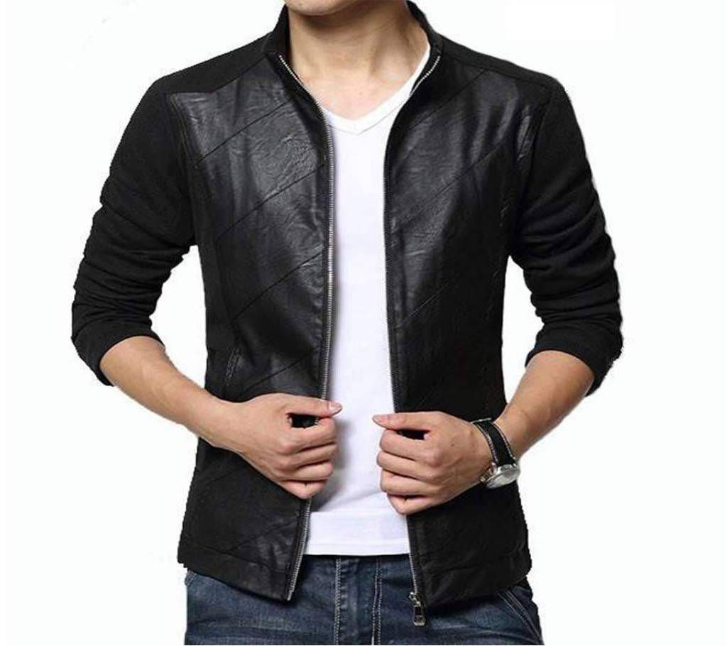 Mix Leather Full Sleeve Jacket for Men