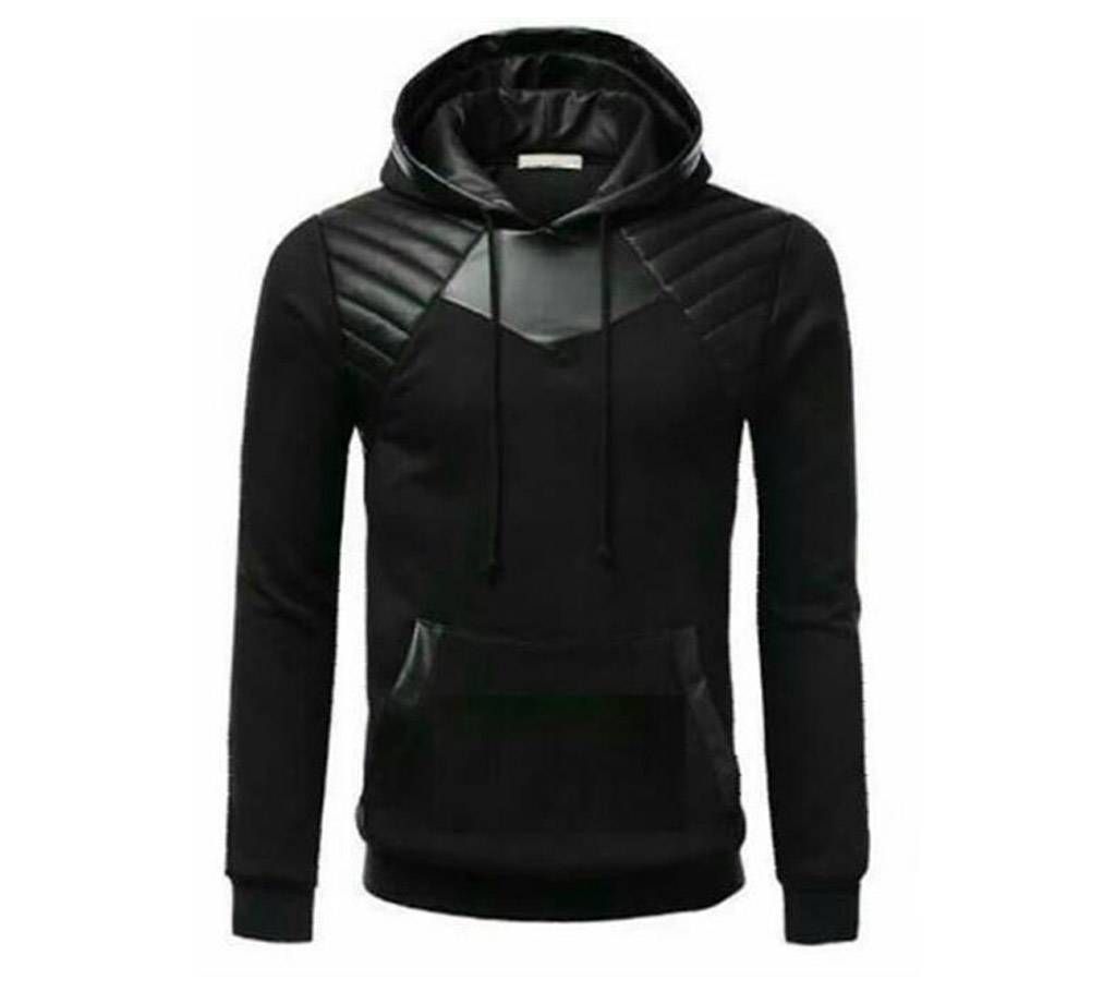 Black color hoodie for men