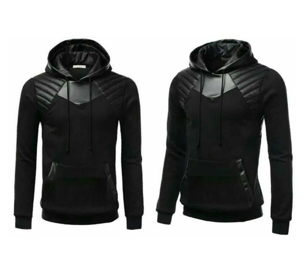 Black color hoodie for men