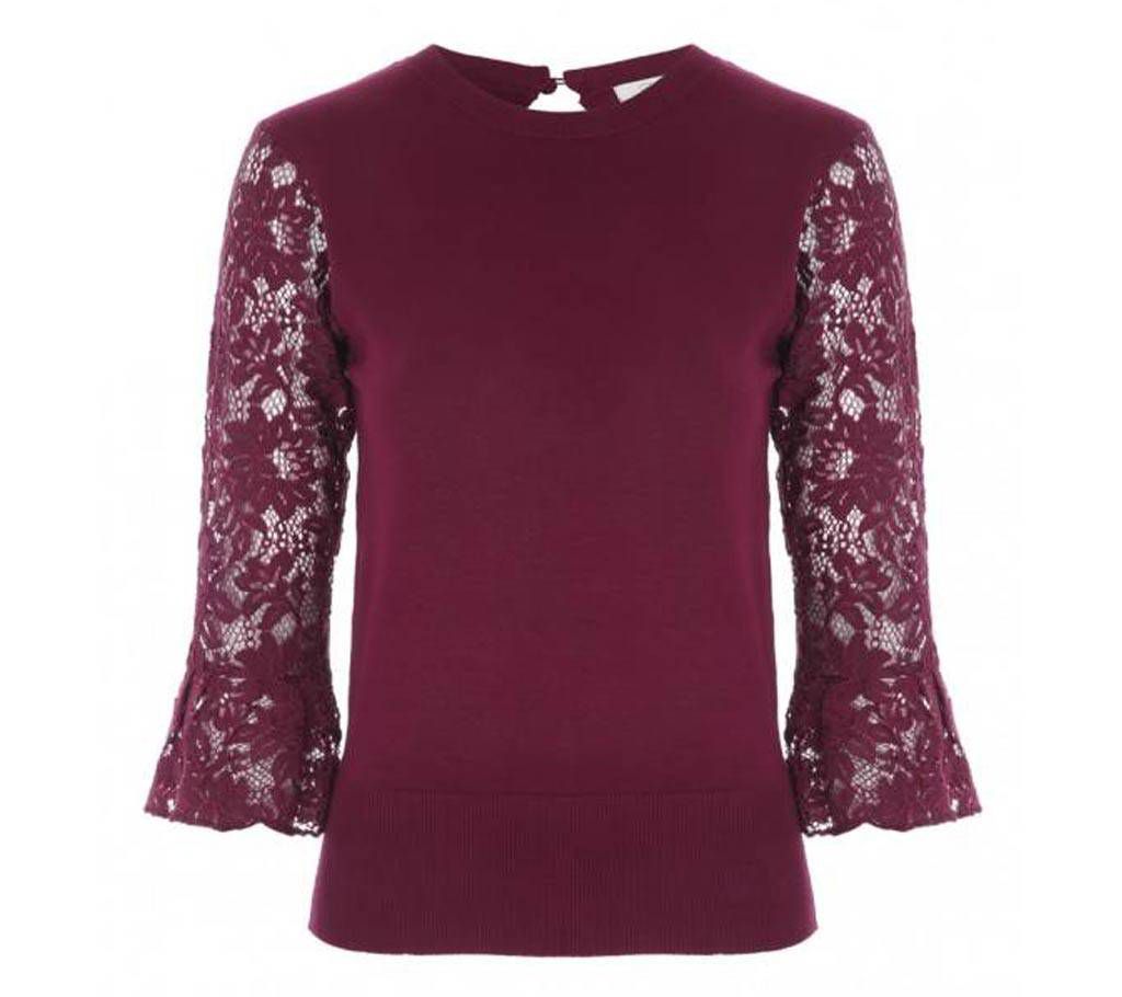 Womens Berry Lace Sleeve Winter Tops
