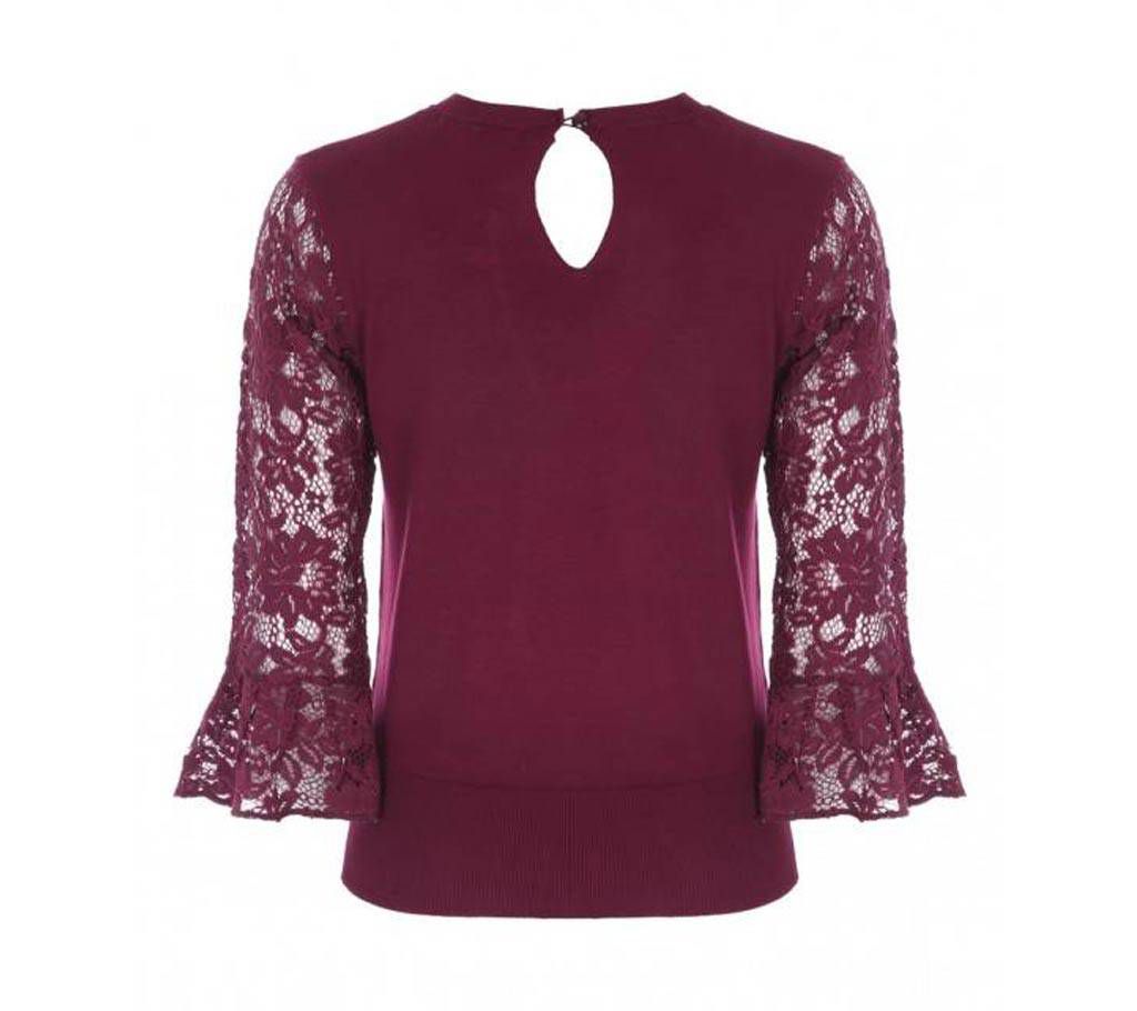 Womens Berry Lace Sleeve Winter Tops