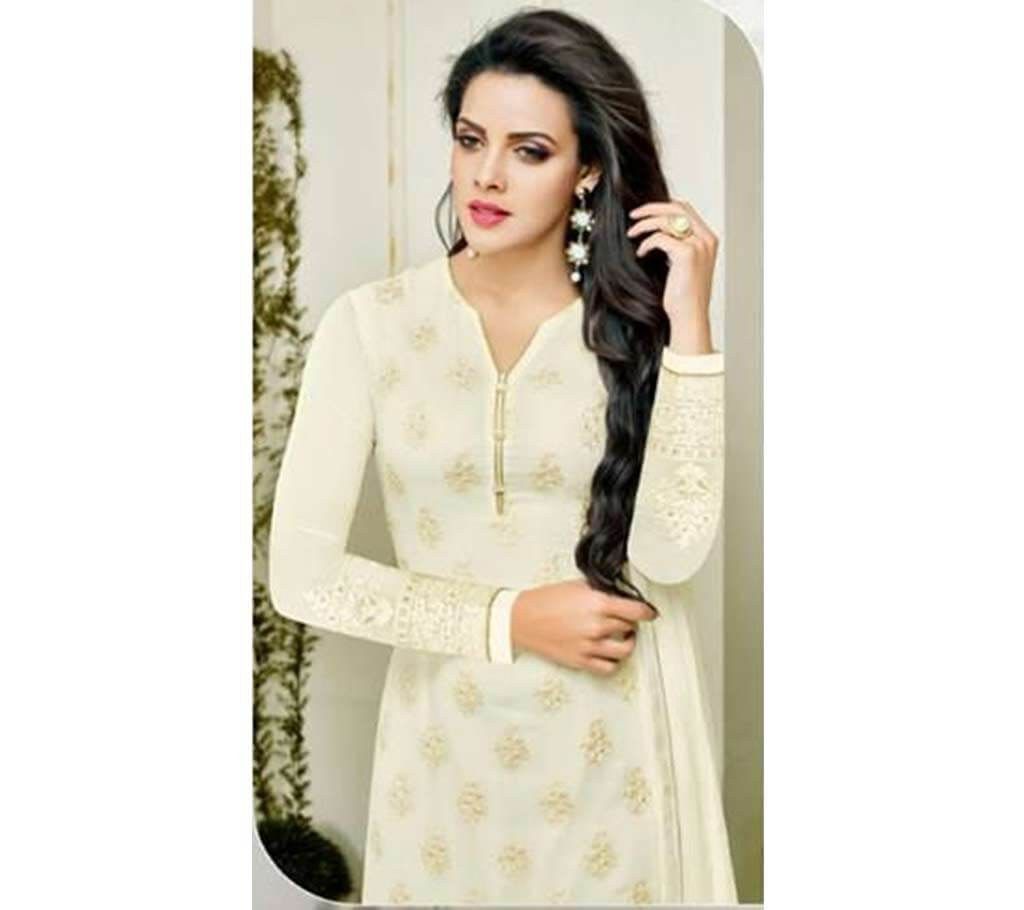 Semi Stitched Georgette Embroidery Long Three Piece (Copy)