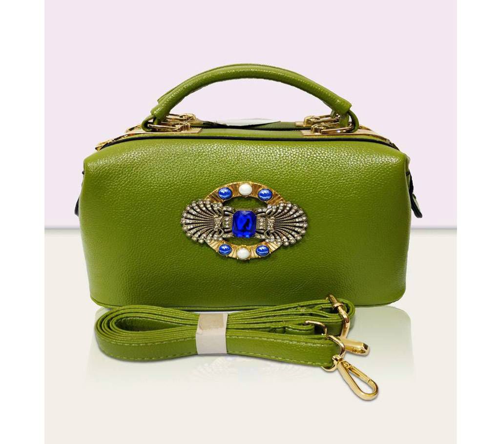 Light Green Artificial Leather Party Bag for Women