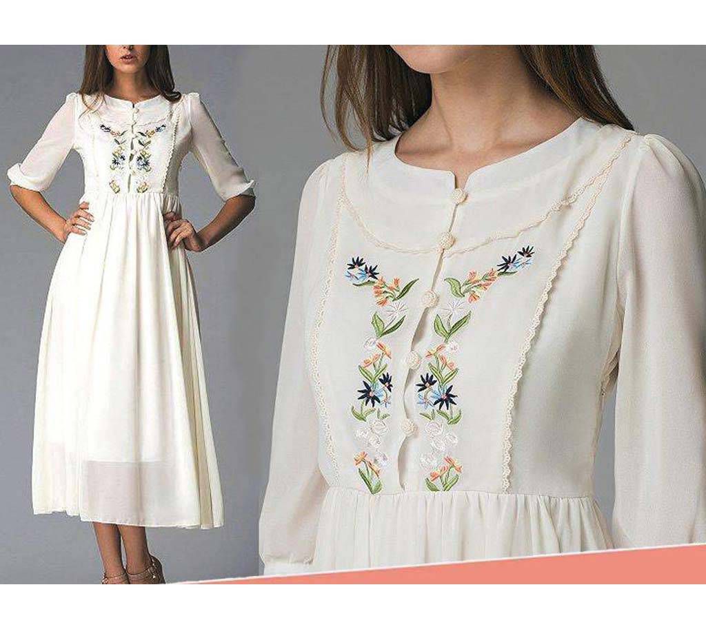 Stitched Embroidery Georgette Long Kurti 