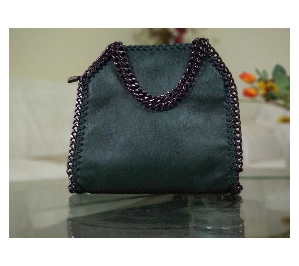 Triple chain Faux Leather bag ( colour - Black )