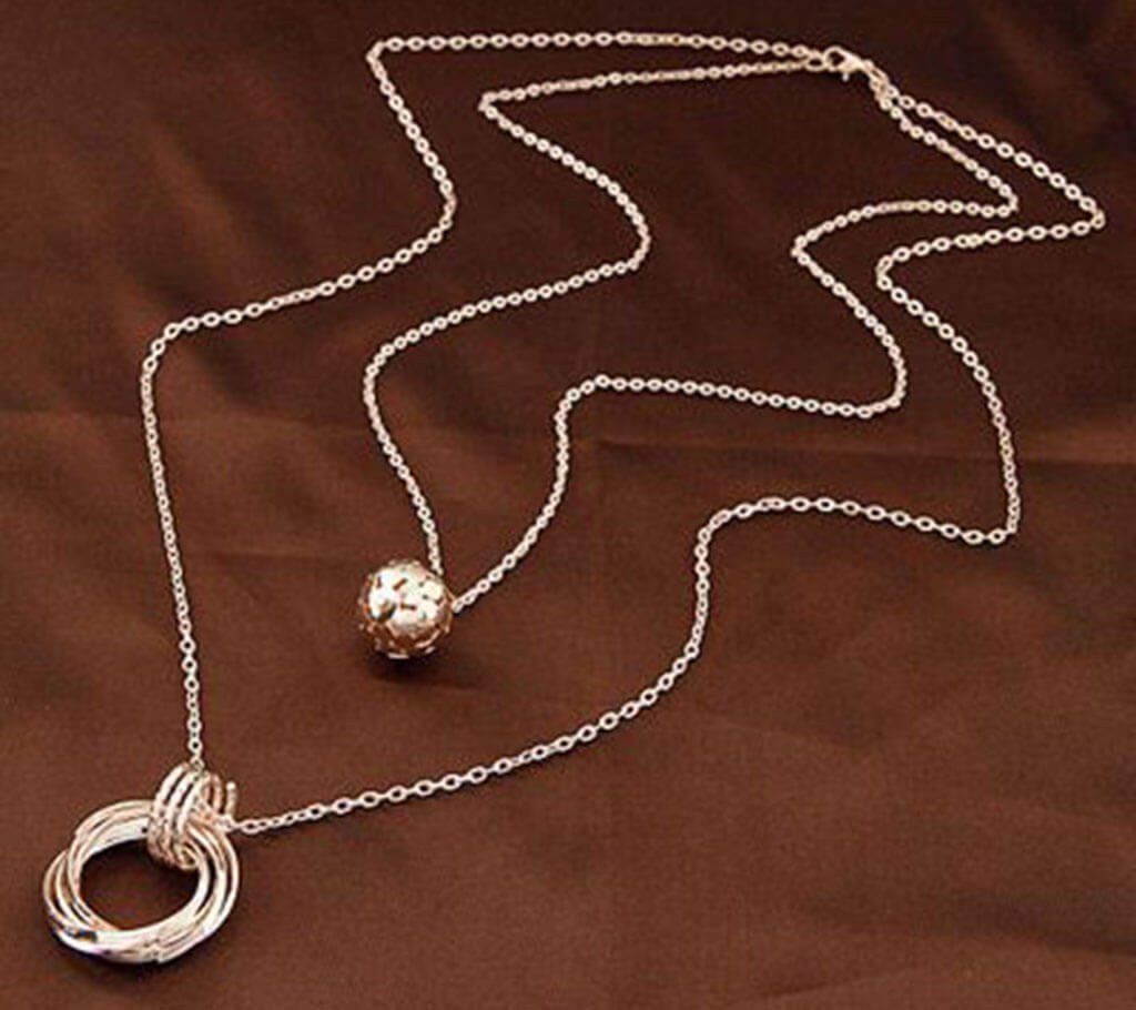 Double Layer Silver Charm Chain Pendant