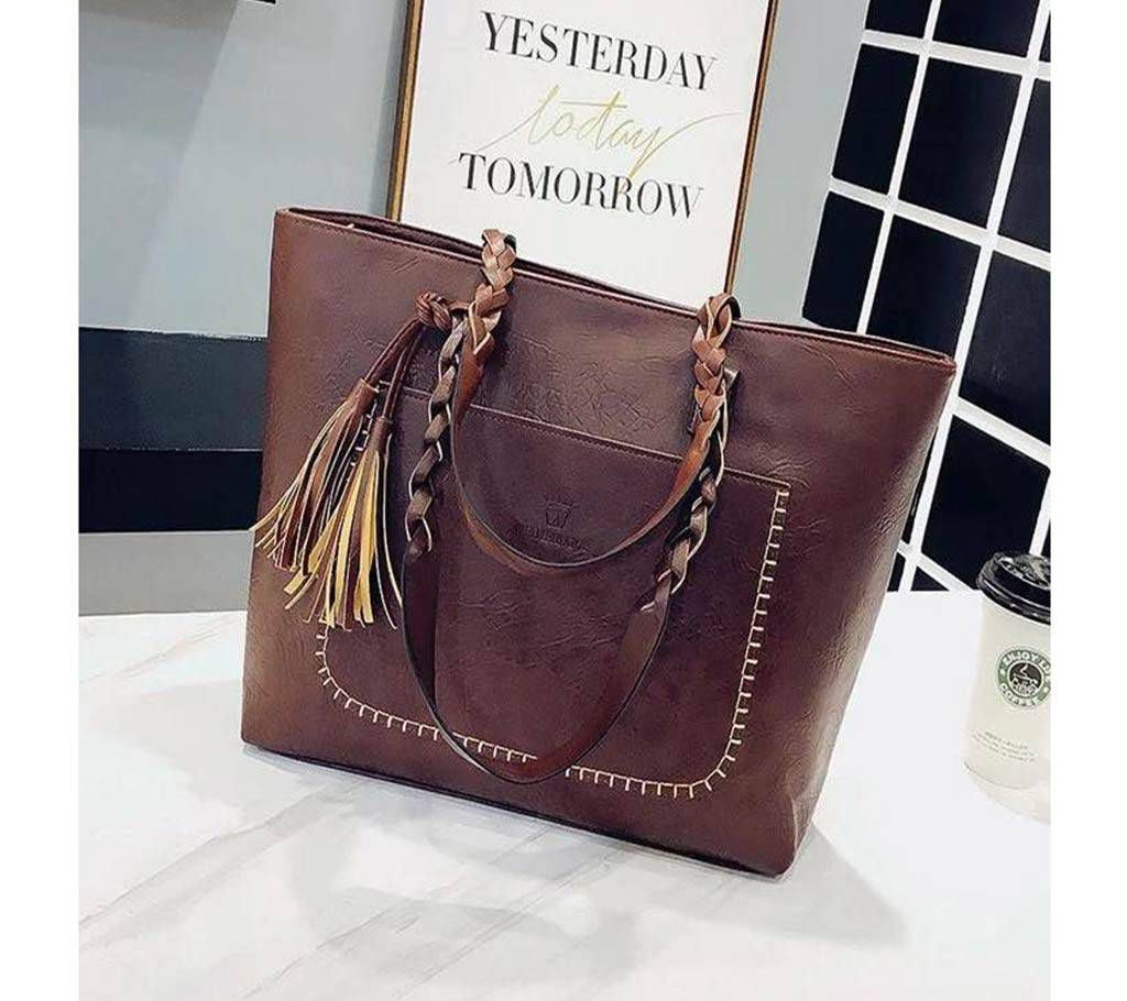 Artifical Leather Sidebag Handbag - Chocolate