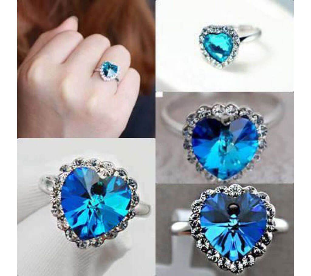 Heart Shaped Blue Stone Setting Finger Ring - 20% Discount