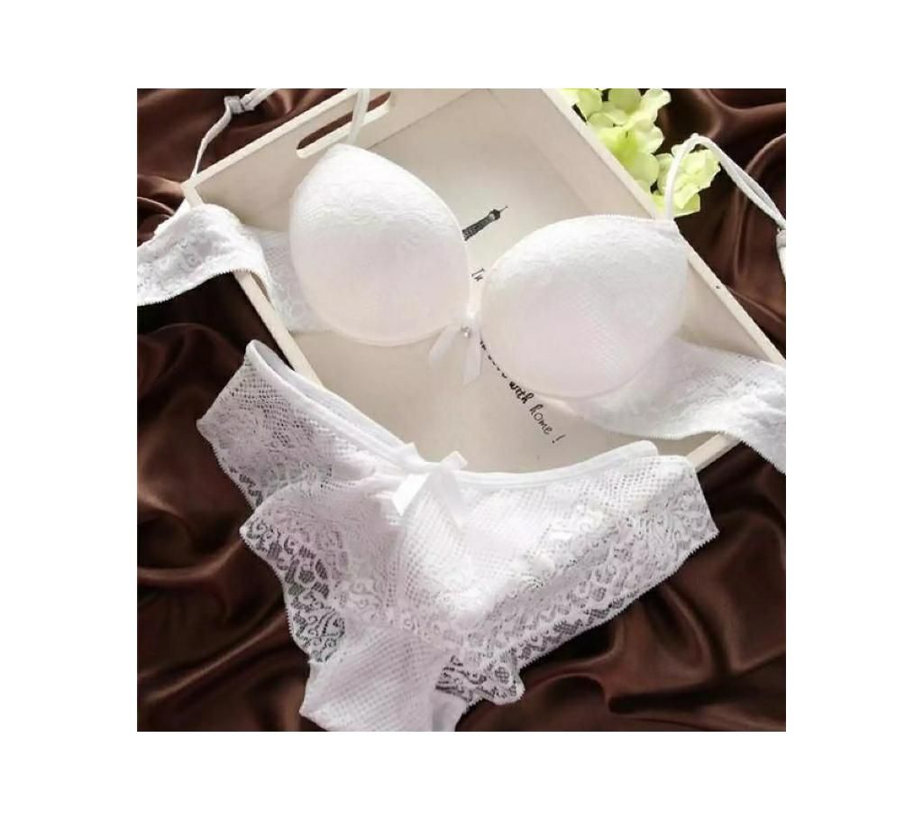 white net bra panty set for women