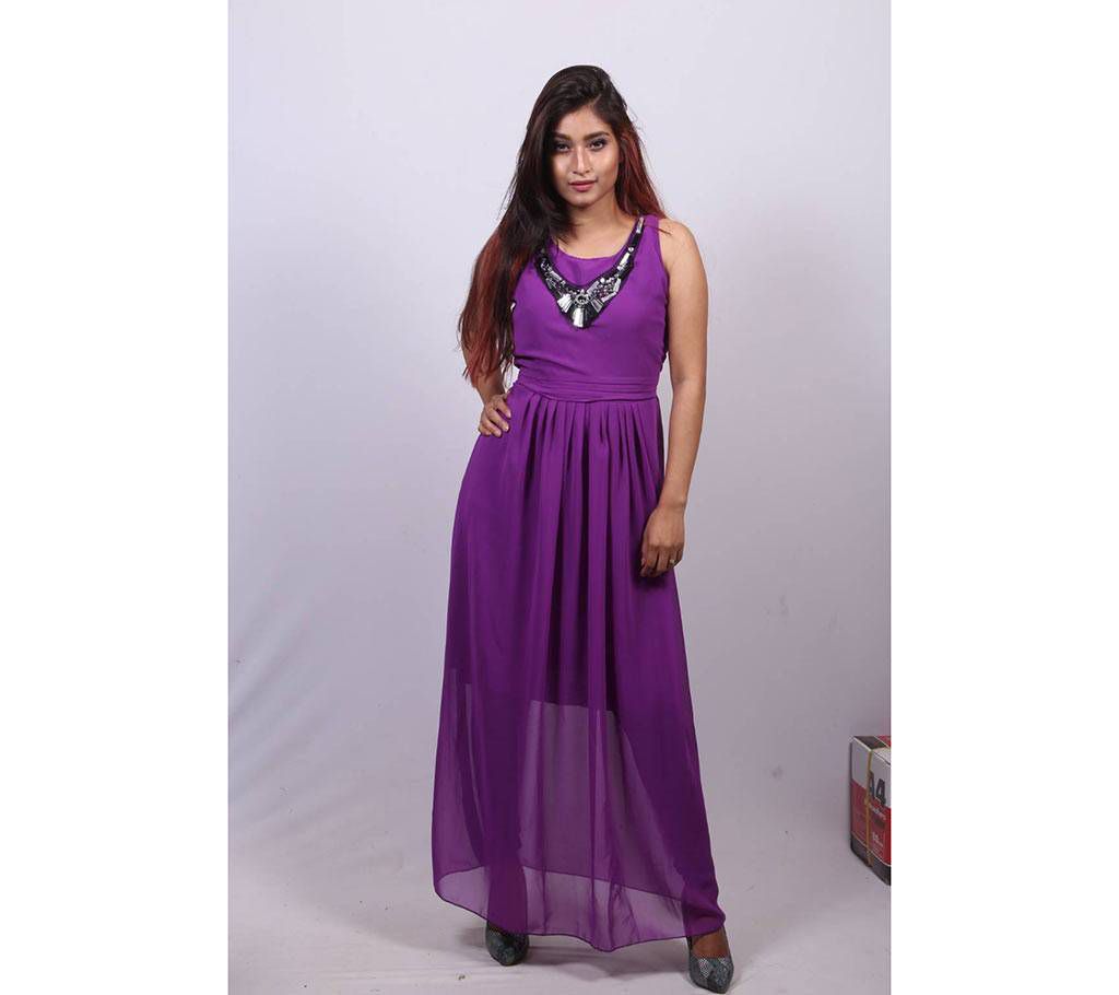 Stitched Purple Georgette Gown for Women