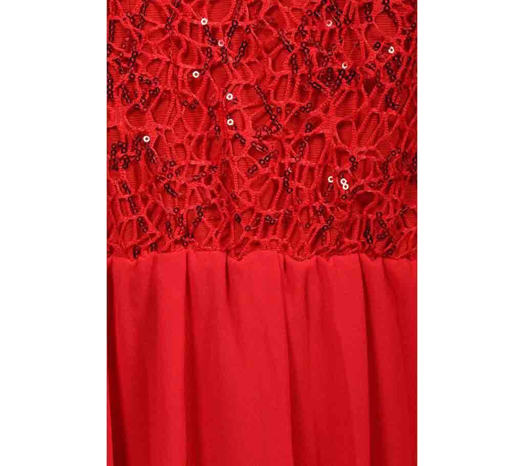 Stitched Red Georgette Gown for Women