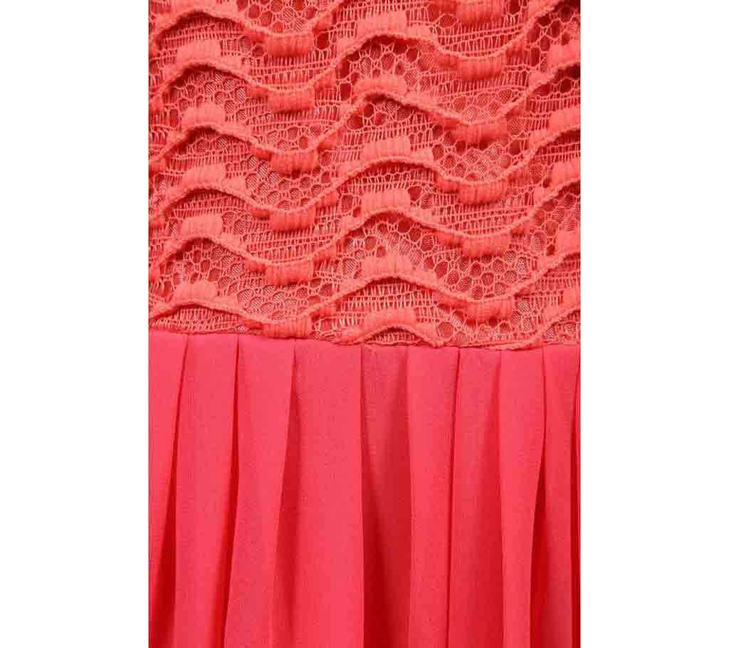 Stitched Salmon Georgette Gown for Women