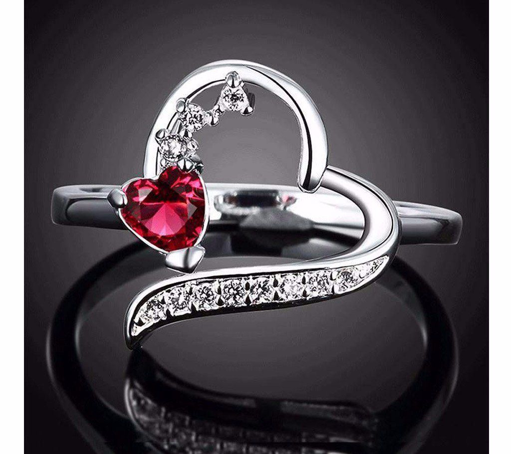Red Sterling Silver Plated Finger Ring