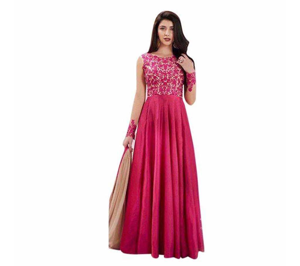 Hot Pink Georgette Gown For Women