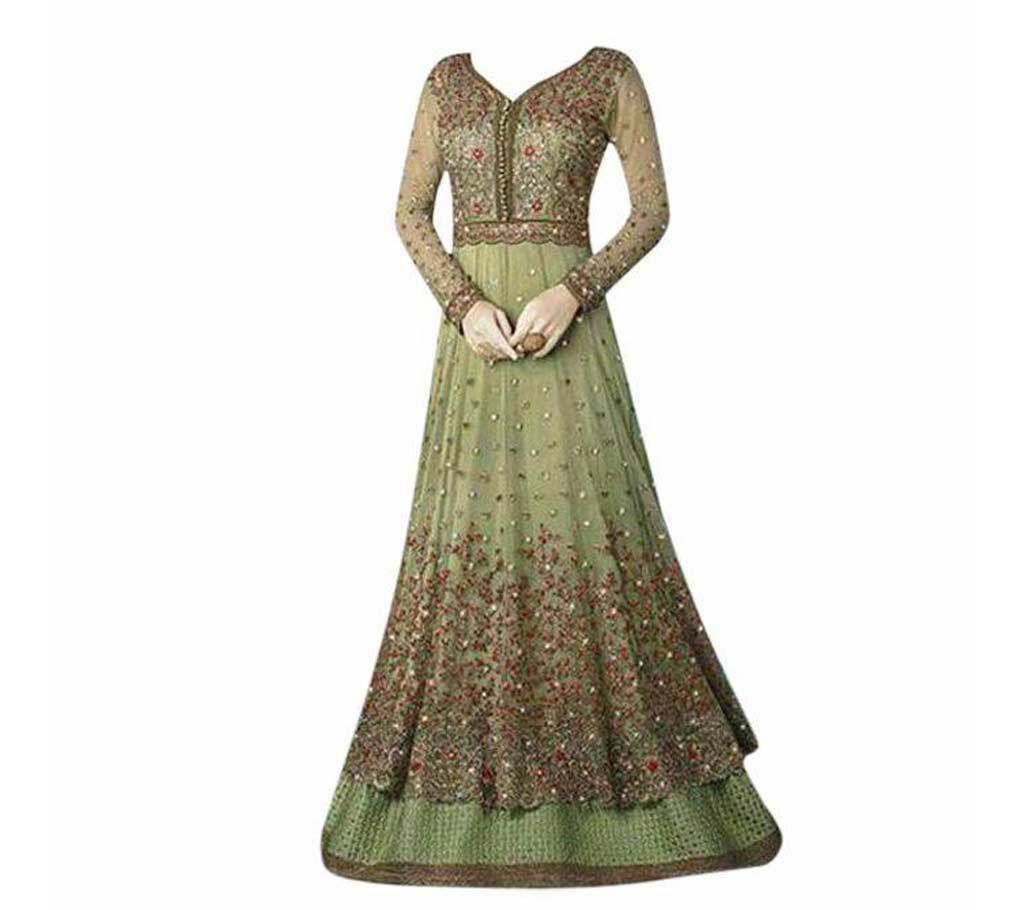 Light Olive Georgette Gown For Women